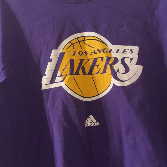 Adidas Los Angeles Lakers Licensed NBA Vintage Men’s Purple Gold XL T-Shirt - Picture 2 of 6